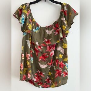 Anthropologie Maeve Floral Peasant Top Boho Cottagecore Flutter Sleeve | Medium